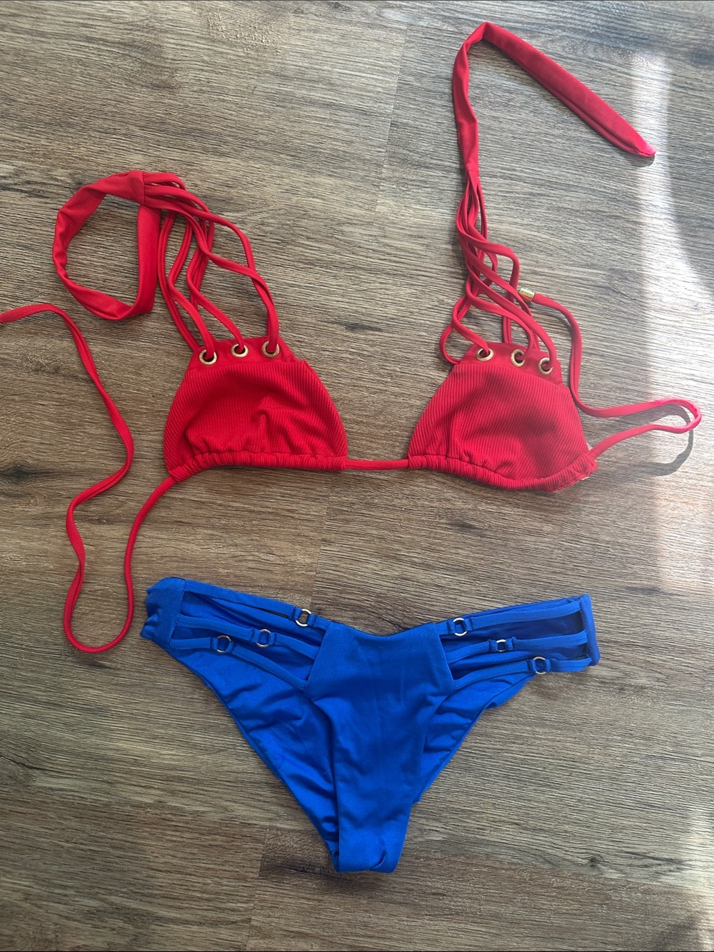 Beach Bunny 4th of July Triangle Bikini Top & Royal Blue Side-Ring Bikini Bottom